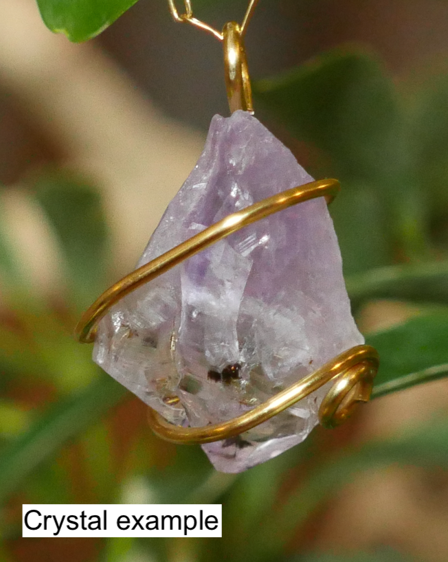 Customizable wrapped amethyst crystal necklace on chain or suede