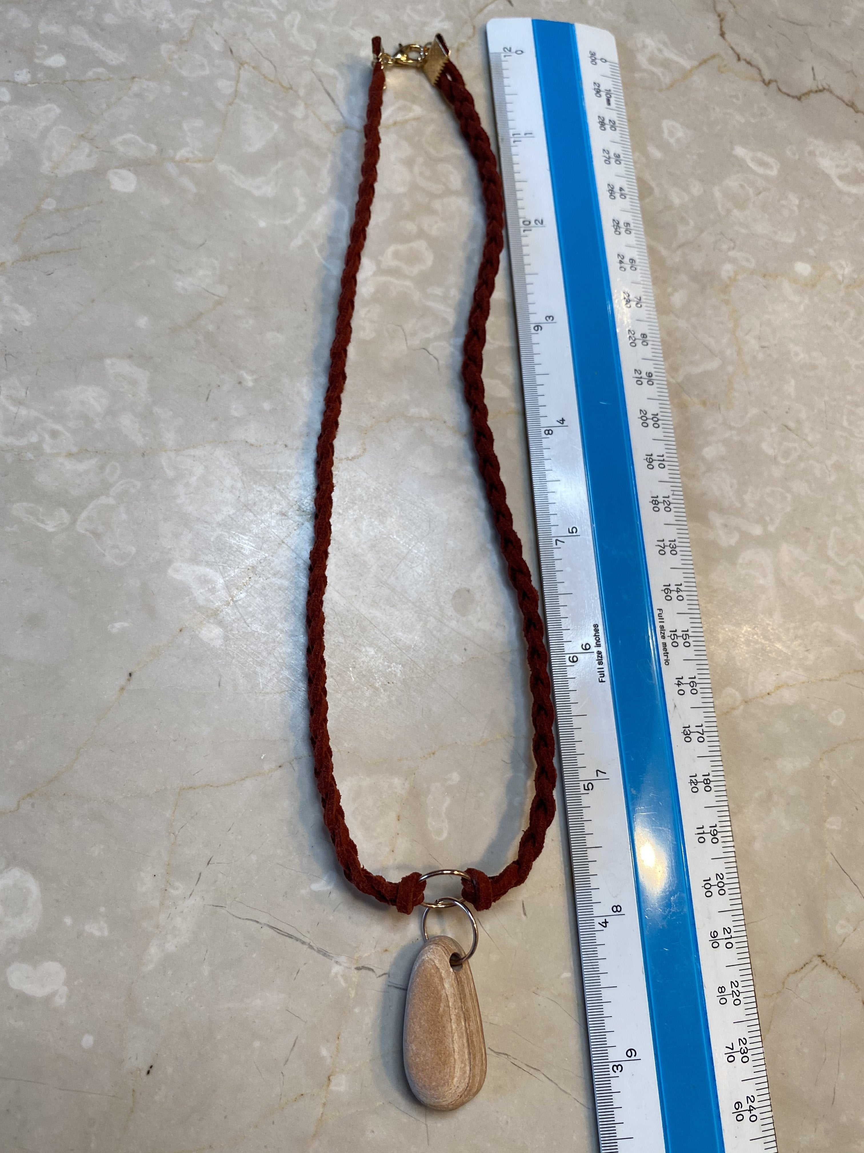 Red stone braided faux red suede choker