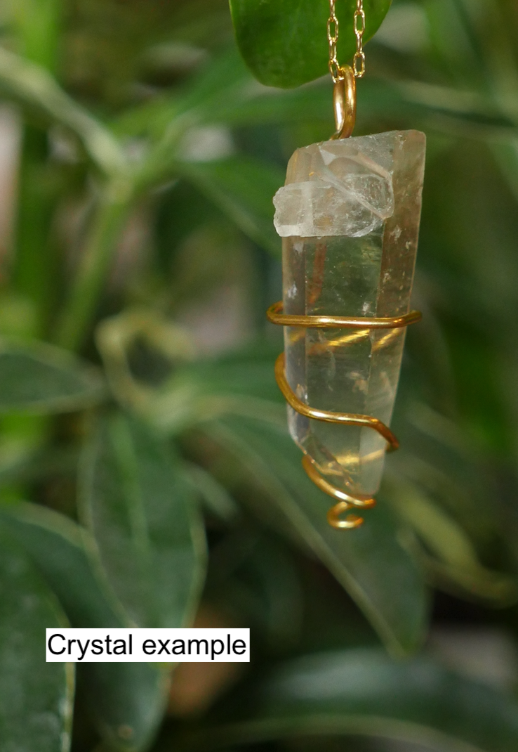 Customizable wrapped clear quartz crystal necklace on chain or suede