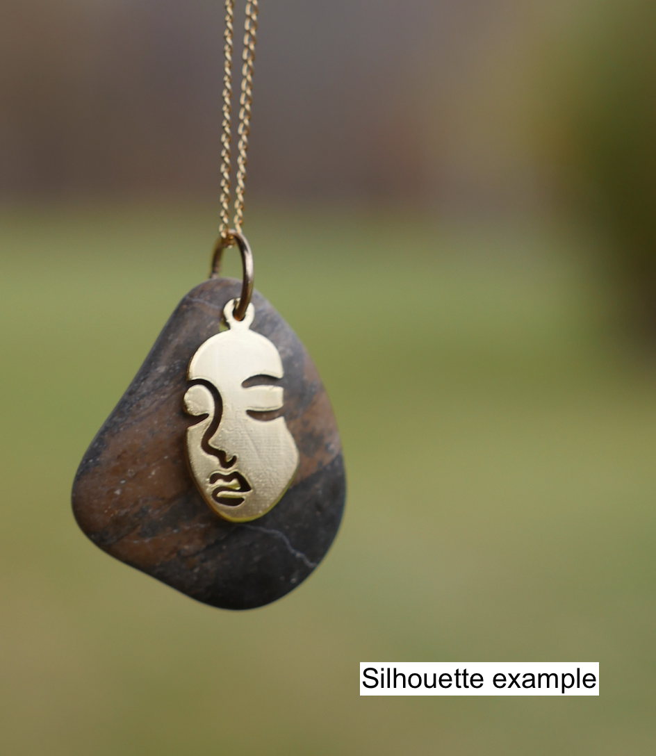 Customizable silhouette on stone necklace on chain or suede